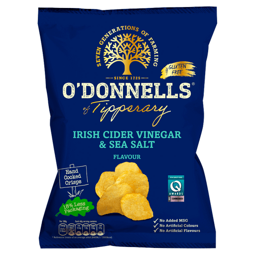 Box of O'Donnells Irish Cider Vinegar & Sea Salt | Box of 12 Packets (125g) - NetCrisps