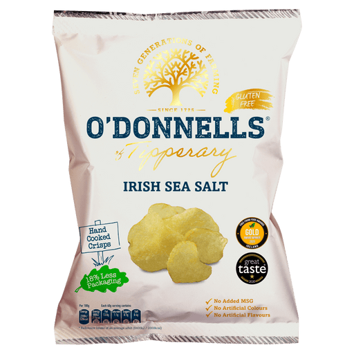 O'Donnells Irish Sea Salt | Box of 12 Large Packets (125g) - NetCrisps