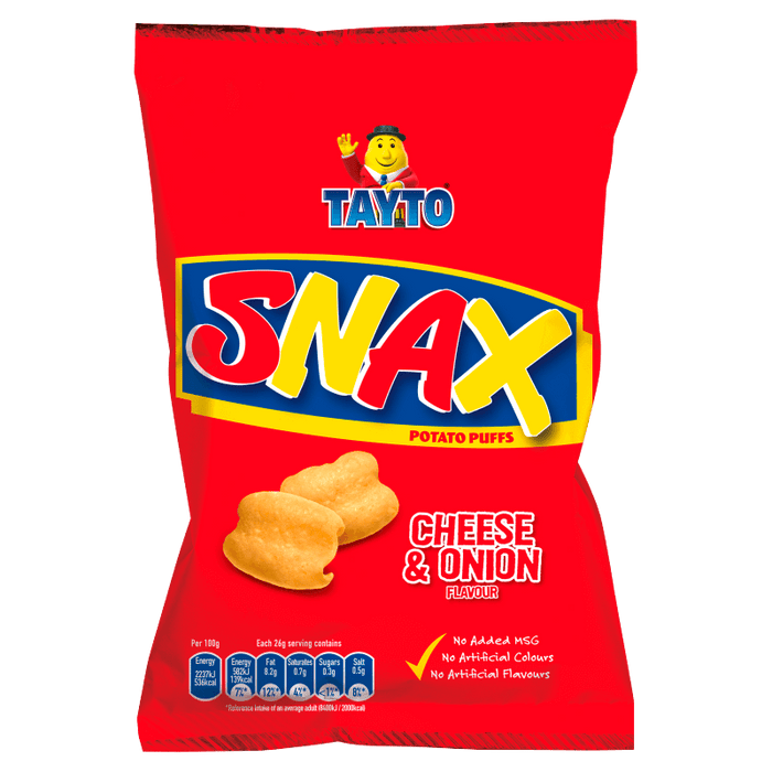 Box of Tayto Snax Cheese and Onion | Box of 50 Packets (26g)
