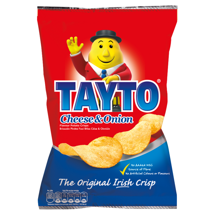 Half Box Of Tayto Cheese and Onion | Box of 25 Packets (35g) (Shop/Pub Size)