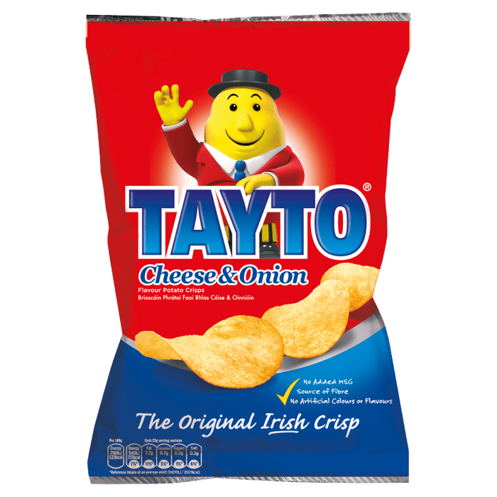 Tayto Cheese & Onion Large Share Bags | Box of 12 x 125g - NetCrisps