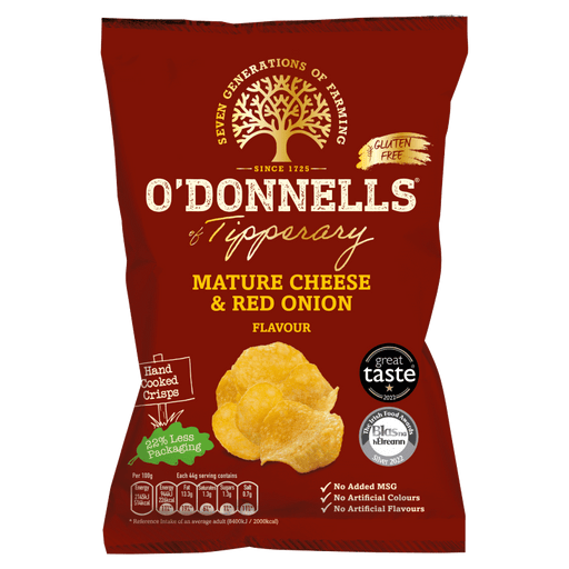 O'Donnells Mature Cheese & Red Onion Flavour 44g Box of 32 - NetCrisps