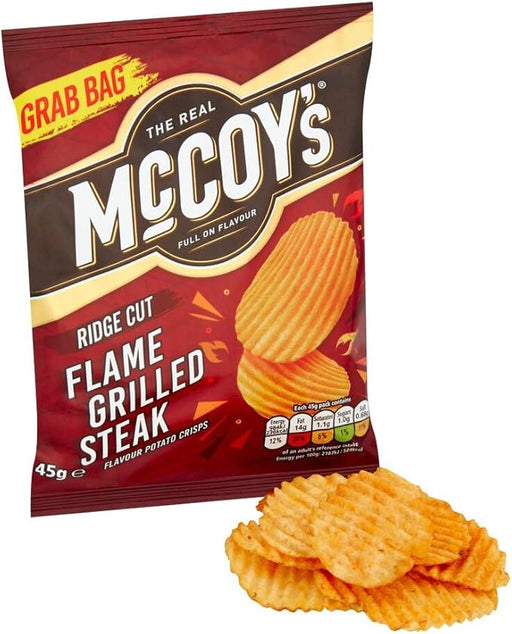 McCoy's Ridge Cut Flame Grilled Steak | Box of 36 Packets (45g) - NetCrisps