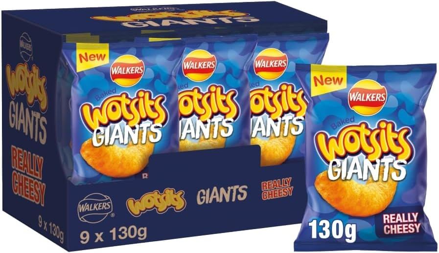 Walkers Baked Wotsits Giants Really Cheesy | Box of 9 (130g)