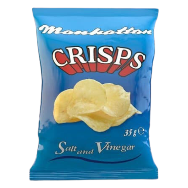 Manhattan Salt & Vinegar Crisps | Box of 48 Packets (35g)