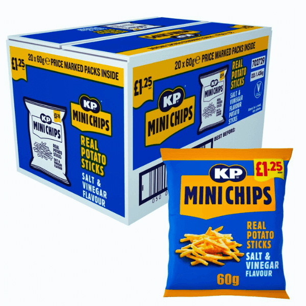 KP Mini Chips Salt & Vinegar Flavour | Box of 20 Packets (60g)
