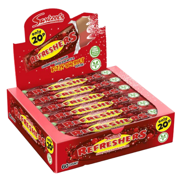 Box of Swizzels Refreshers Cherry Cola Chew Bar | 60 x 18g