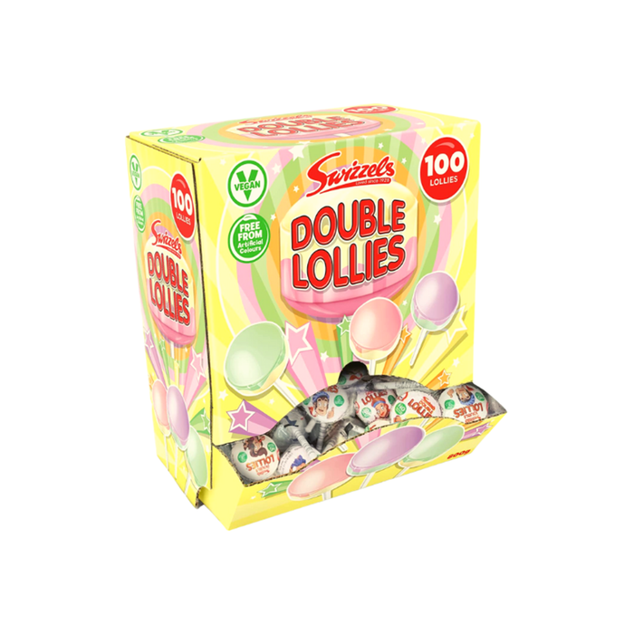 Swizzels Double Lollies Dispenser Box | 100 Lollipops - Sweets