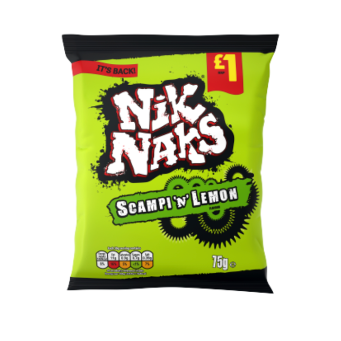 Box of Nik Naks Scampi and Lemon | Box of 20 Packets (75g)
