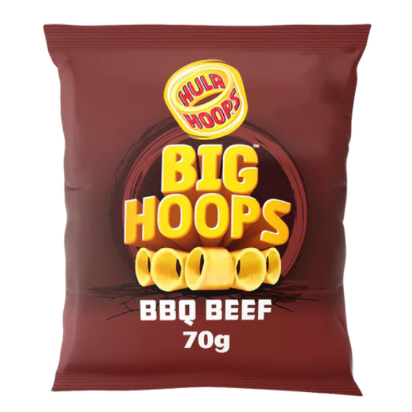 Hula Hoops Big Hoops BBQ Beef | 20 x 70g (Large Sharing Bag)