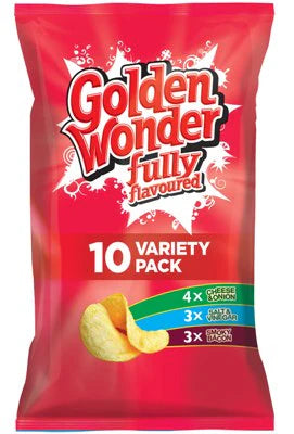 Golden Wonder Assorted Crisps | 10 Pack | Variety Multipack