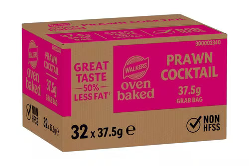 Walkers Baked Prawn Cocktail Crisps | Box of 32 x 37.5g