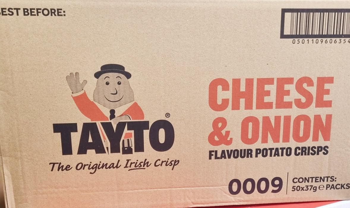 Tayto Cheese and Onion | Box of 50 Packets (37g) Number 1 selling crisp in Ireland.