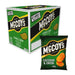 A box of McCoys Cheddar & Onion Crisps (36 x 45g) in green packaging with yellow and white text, featuring bold branding and ridge cut crisps.