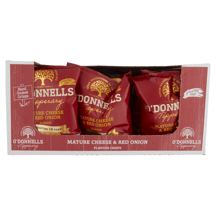O'Donnells Mature Cheese and Red Onion | Box of 12 Large Bags (125g)