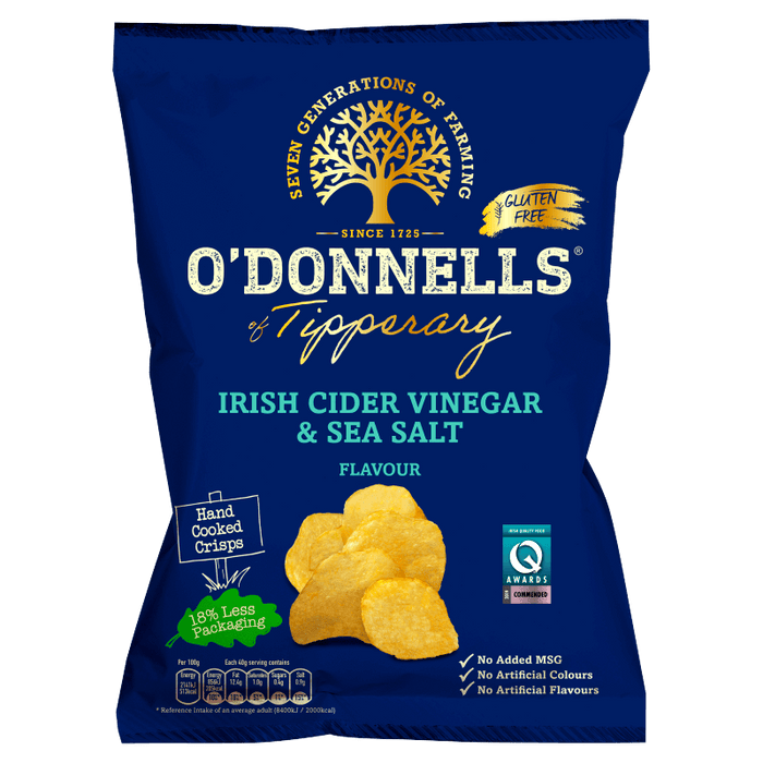 Box of O'Donnells Irish Cider Vinegar & Sea Salt | Box of 12 Packets (125g)