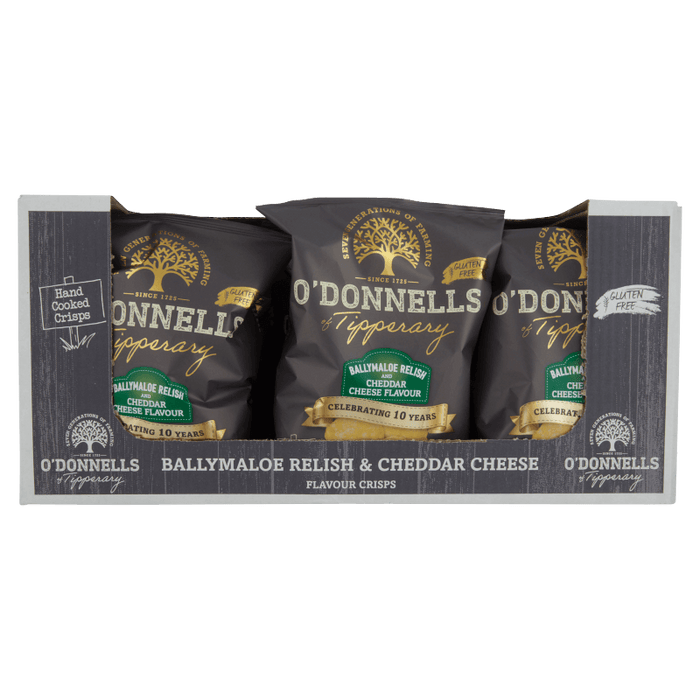Pack of O'Donnell's crisps in a box on a black background
