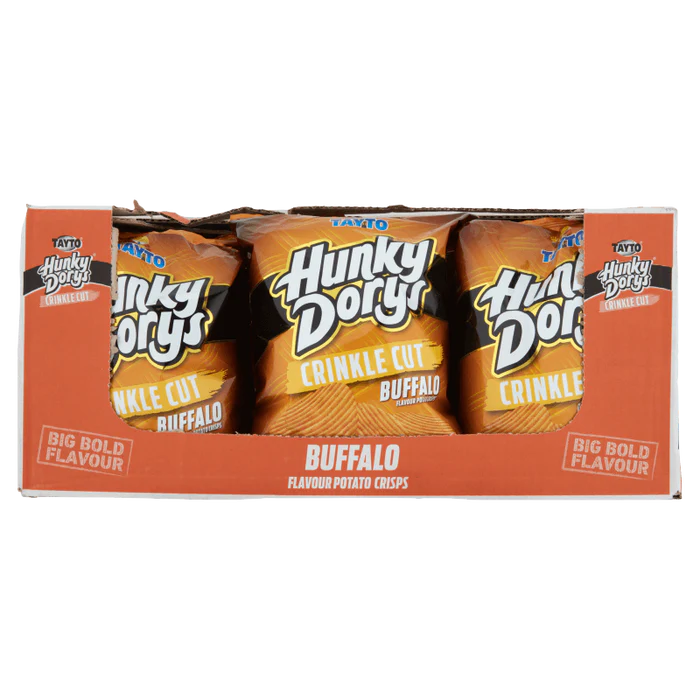 Hunky Dorys Buffalo Crisps | Box of 12 Large Sharing Bags (135g)
