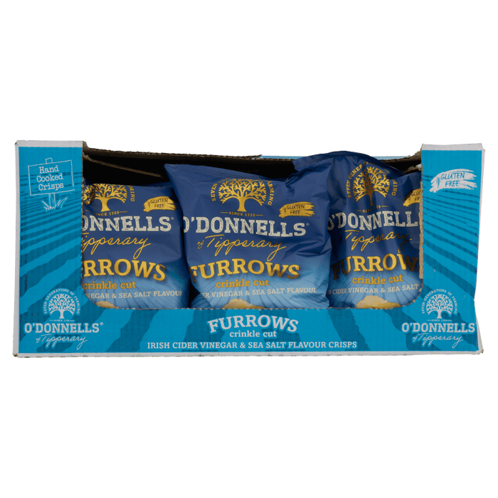 O'Donnells Crinkle Cut Irish Cider Vinegar & Sea Salt Box of 12 share bags.