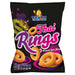 Tayto Thai Rings snack package with colorful design and dragon illustration on a black background