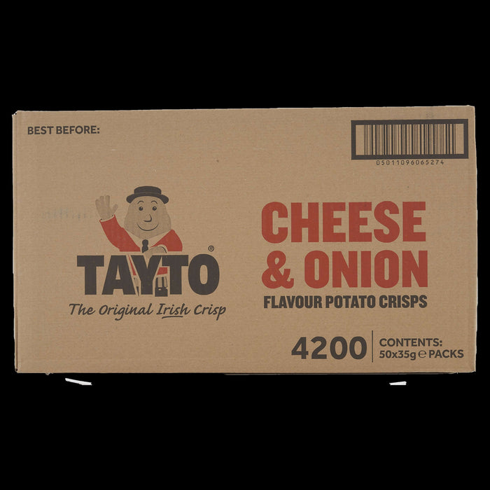 Tayto Cheese and Onion | Box of 50 Packets (35g) Irelands #1 Selling Crisps