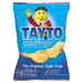Tayto Salt & Vinegar potato chips packaging with a cartoon character on a blue background