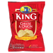 Red package of King Cheese & Onion potato crisps on a white background