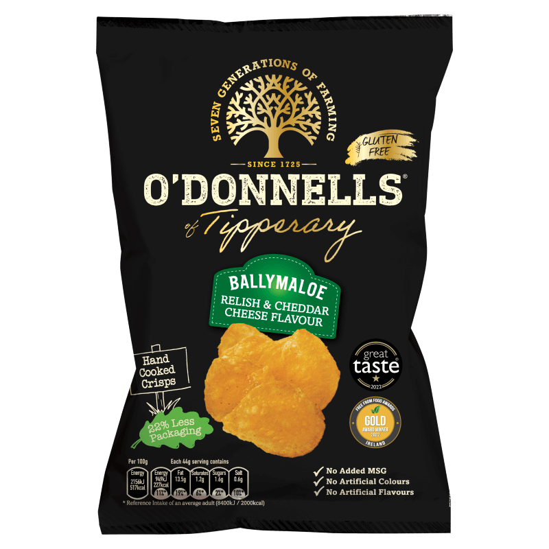 Box of O'Donnells Ballymaloe Relish and Cheddar Cheese | Box of 32 Packets (44g) - NetCrisps