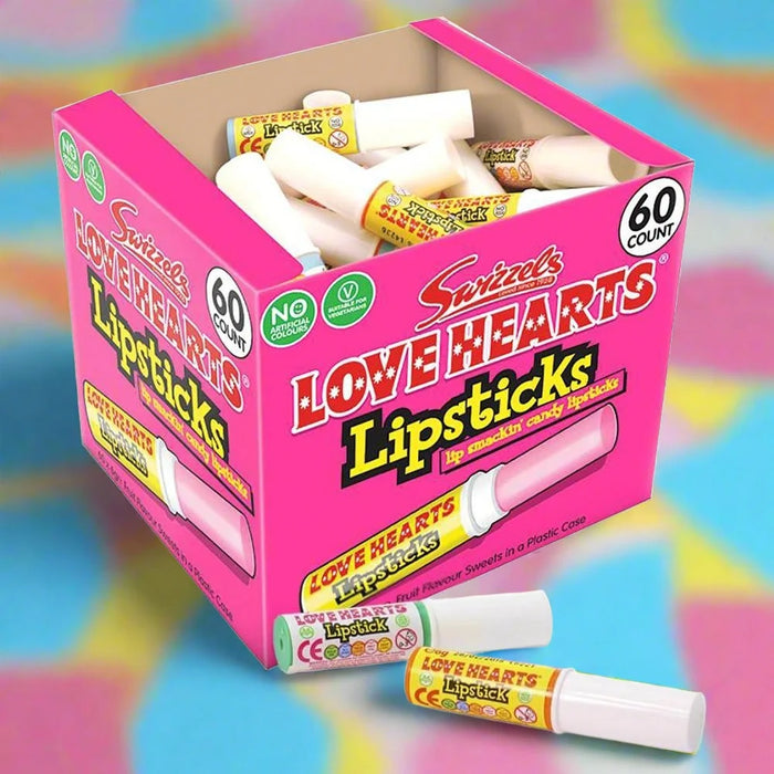 Swizzels Love Hearts Candy Lipsticks Tub 60 x 6g