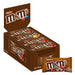 Box of M&M's chocolate candies with a single packet in front on a white background