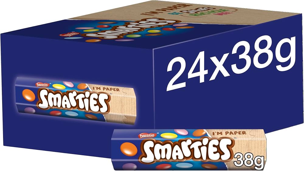 Smarties Chocolate Tubes – Display Box of 24 x 38g