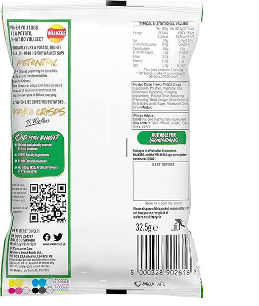 Box of Walkers Pickled Onion | 32 x 32.5g - NetCrisps