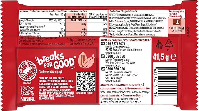 KitKat Classic 4 Finger Chocolate Bars 41.5g | Box of 24