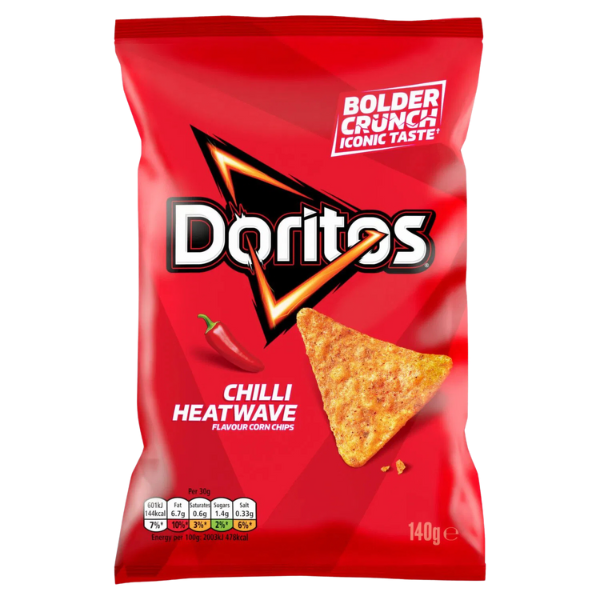 A Large Box Of Doritos Chilli Heatwave | Box of 12 Large Sharing Bags (140g)