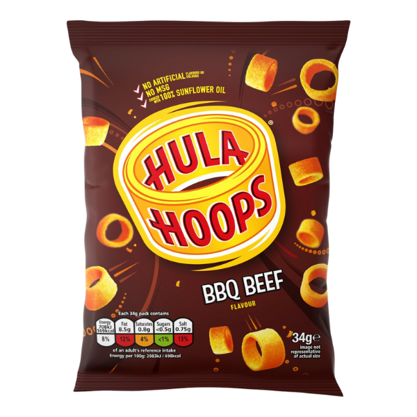 Hula Hoops BBQ Beef | Box of 32 Packets (34g)