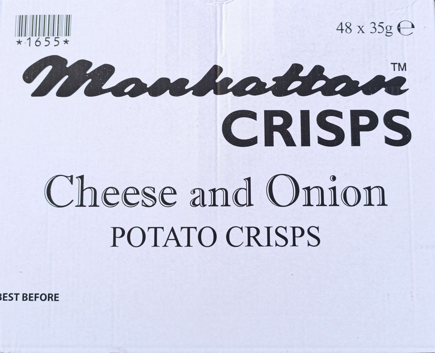 Manhattan Cheese & Onion Crisps | Box of 48 Packets (35g)
