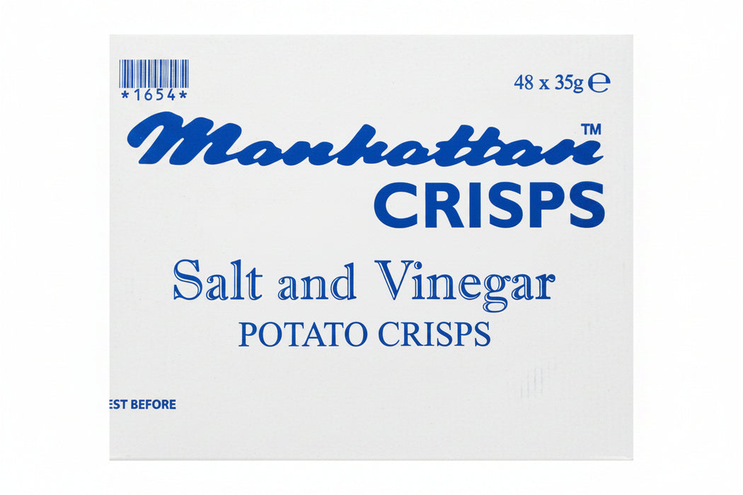 Manhattan Salt & Vinegar Crisps | Box of 48 Packets (35g) - NetCrisps