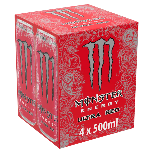 Monster Energy Drink Ultra Red Can 4 Pack (500 ml)