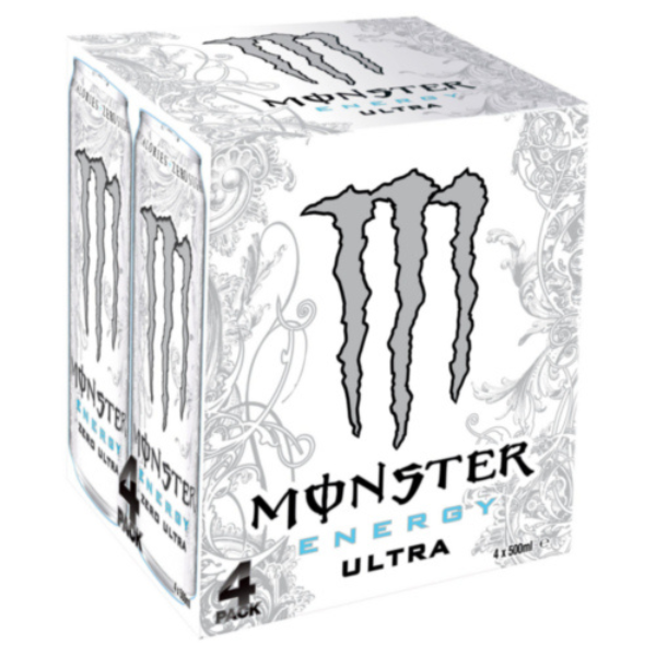 Monster Energy Drink Ultra Can 4 Pack (500 ml)