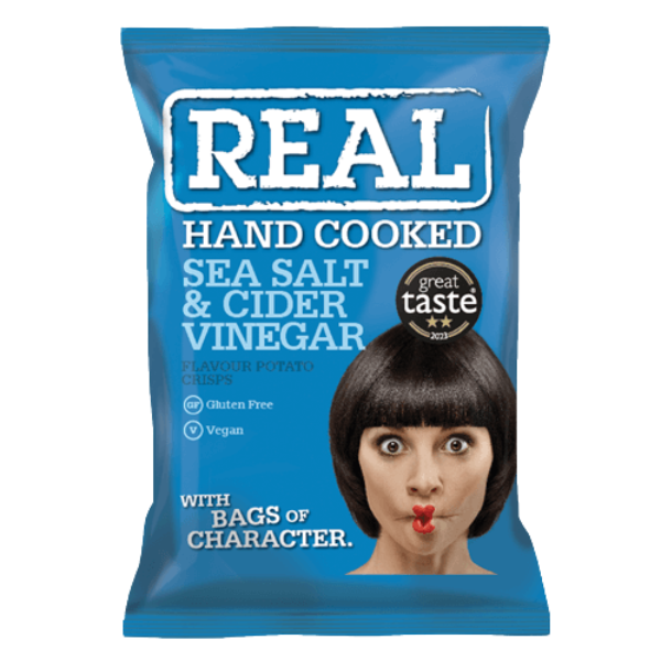 REAL Hand Cooked Crisps Sea Salt & Cider Vinegar | 10 x 150g