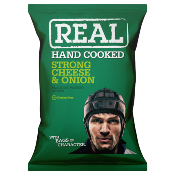 REAL Hand Cooked Crisps Strong Cheese & Onion | 10 x 150g