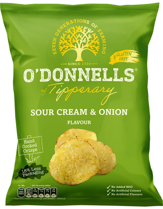 O'Donnell's Sour Cream & Onion Crisps 32 x 44g