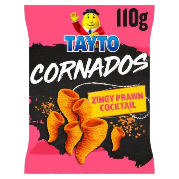 NEW Tayto Cornados Zingy Prawn Cocktail | Box of 12 Large Sharing Bags (110g)