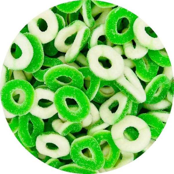 A 1.2kg Bag Of 240 Fizzy Coated Apple Rings