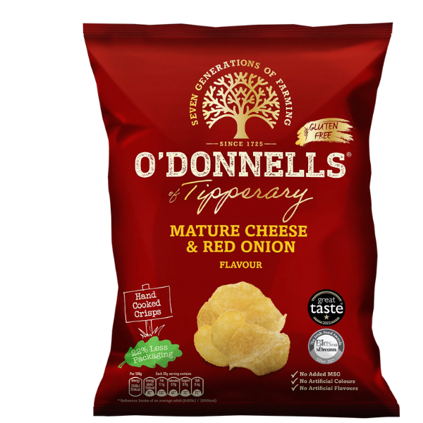 O'Donnells Mature Cheese and Red Onion | Box of 32 Packets (47.5g)