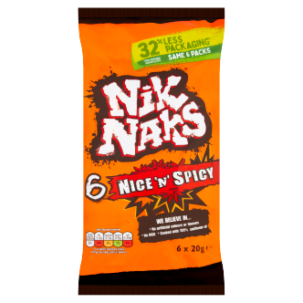 Nik Naks Nice and Spicy Multipack | 6 x 20g