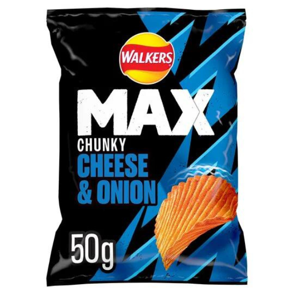Walkers Max Cheese and Onion | Box of 24 Packets (50g)