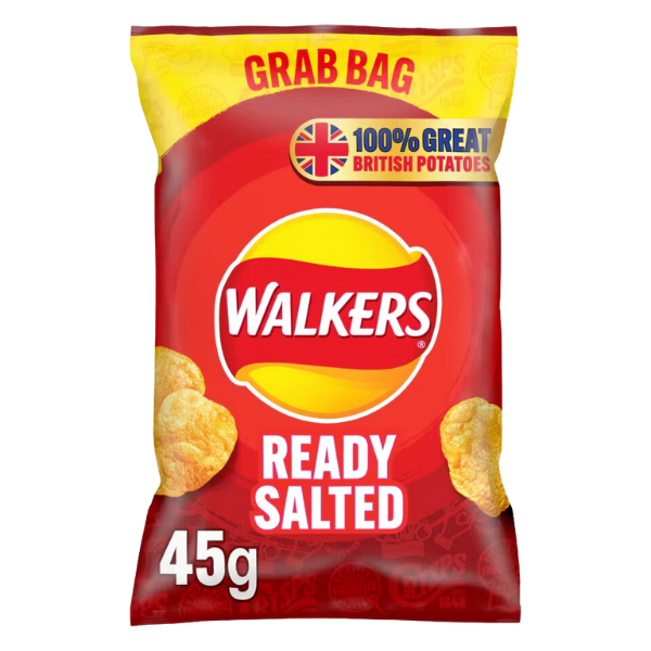 REDUCED Walkers Ready Salted | Box of 32 Packets (45g) Dated 12/12/24