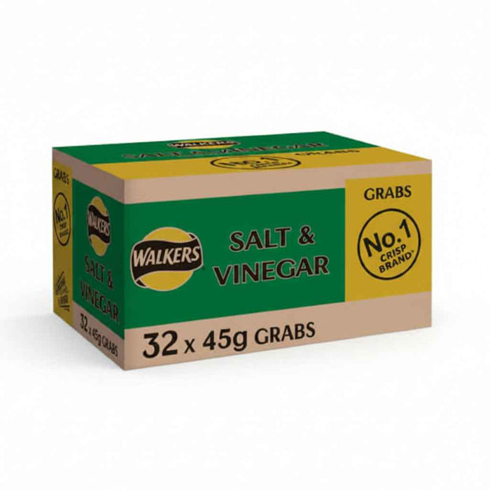 REDUCED Walkers Salt and Vinegar 50% Extra Free | Box of 32 Packets (45g) 14/02/26