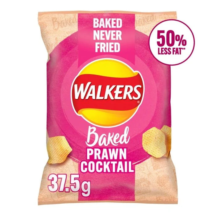 Walkers Baked Prawn Cocktail Crisps | Box of 32 x 37.5g
